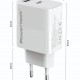 POWERTECH φορτιστής τοίχου PT-1635 με καλώδιο, USB/USB-C, 20W, λευκός