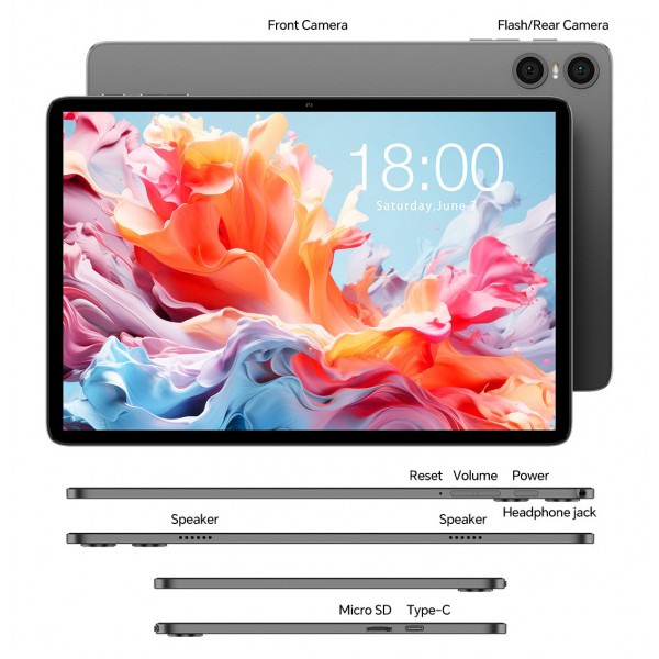 TECLAST tablet P30T με πληκτρολόγιο/στυλό αφής/θήκη, 10.1", 3/128GB, Android 16, 6000mAh, γκρι