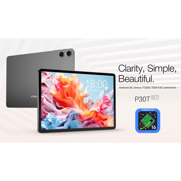 TECLAST tablet P30T με πληκτρολόγιο/στυλό αφής/θήκη, 10.1", 3/128GB, Android 16, 6000mAh, γκρι - 
