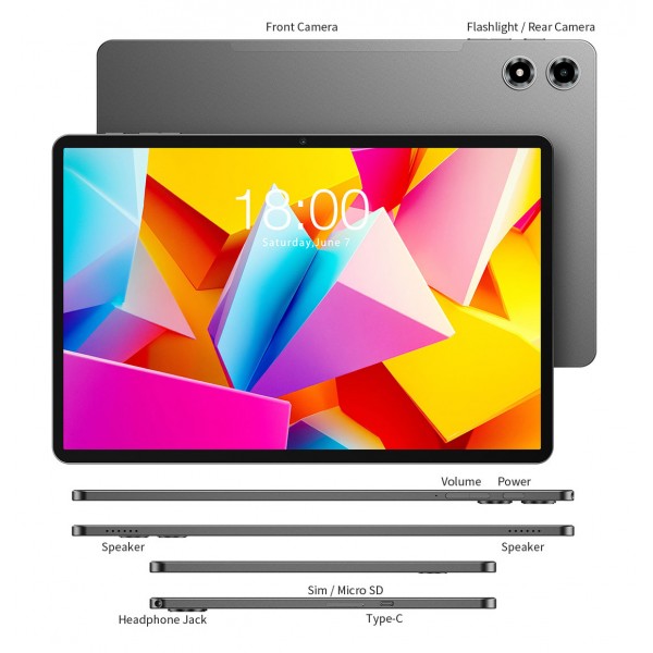 TECLAST tablet T50 Plus με πληκτρολόγιο/στυλό αφής/θήκη, 10.95", 8/128GB, 4G, Android 16, 8000mAh, γκρι
