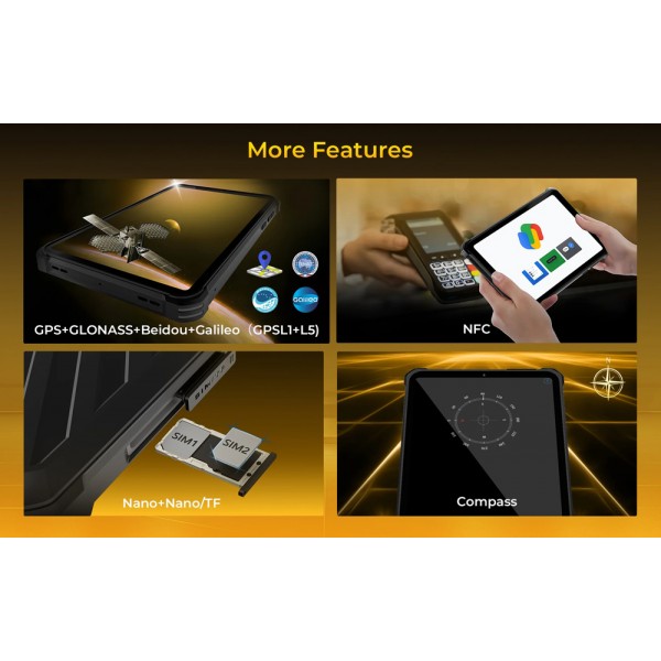 OUKITEL tablet RT11, 8", 8/128GB, 10000mAh, 5G, IP68/IP69K/MIL-STD-810H, μαύρο