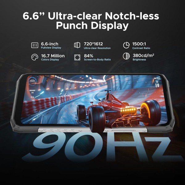 DOOGEE smartphone Blade10 Power, 6.6", 8/128GB, 10300mAh, IP68/IP69K/MIL-STD-810H, μαύρο - Smartphones