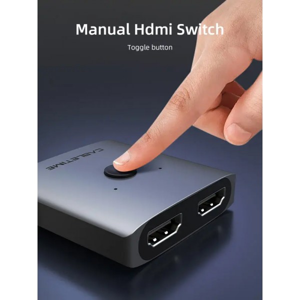 CABLETIME HDMI switch CT-HS4K-2G, 2 σε 1, 4K/60Hz, bidirectional, γκρι - CABLETIME