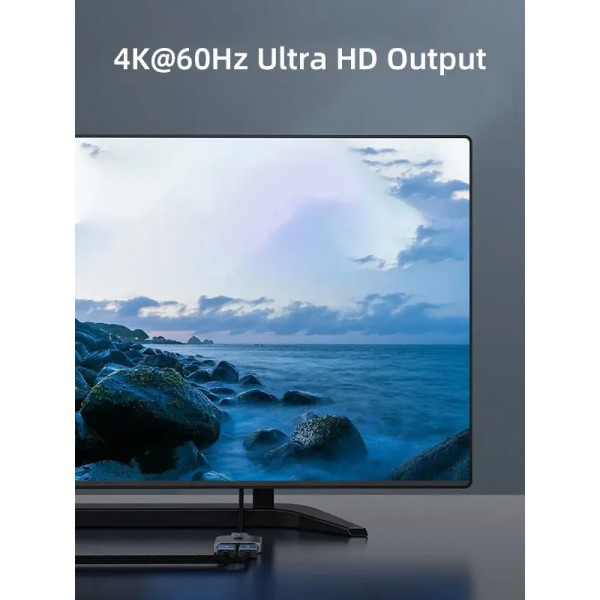 CABLETIME HDMI switch CT-HS4K-2G, 2 σε 1, 4K/60Hz, bidirectional, γκρι