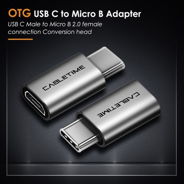 CABLETIME αντάπτορας USB-C σε micro USB CT-CMMCBF-ASG, 480Mbps, γκρι - 