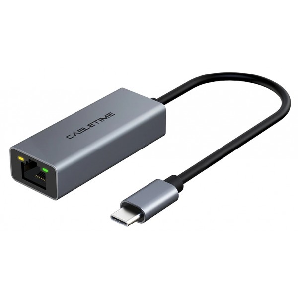 CABLETIME αντάπτορας δικτύου CT-CML100-AG, USB-C, 100Mbps Ethernet, γκρι - Κάρτες Δικτύου - USB Dongles