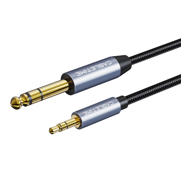 CABLETIME καλώδιο ήχου 3.5mm σε 6.35mm CT-AV321-H11G, 1m, μαύρο - CABLETIME