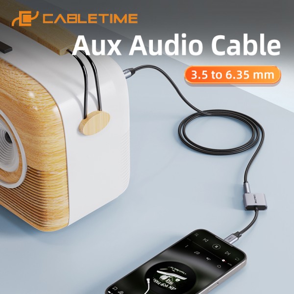 CABLETIME καλώδιο ήχου 3.5mm σε 6.35mm CT-AV321-H11G, 1m, μαύρο - CABLETIME