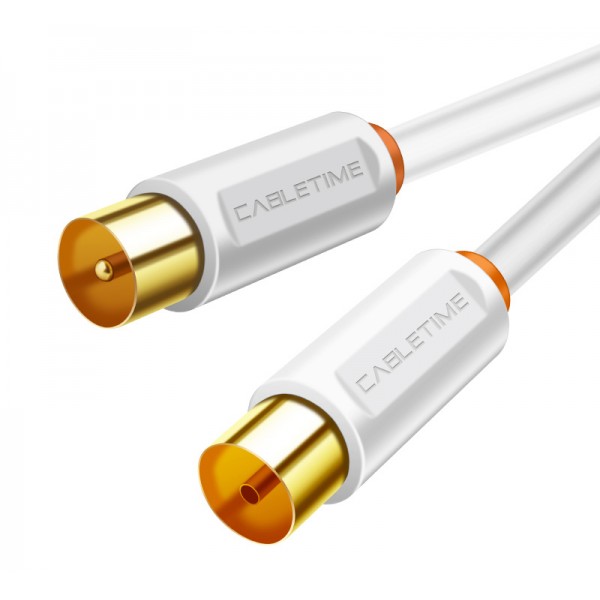 CABLETIME καλώδιο κεραίας CT-AV101-02, 75 Ohm, 1m, λευκό - CABLETIME