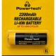 POWERTECH επαναφορτιζόμενη μπαταρία Li-ion INR18650 PT-1614, 2200mAh, 3.7V, button top, 1τμχ