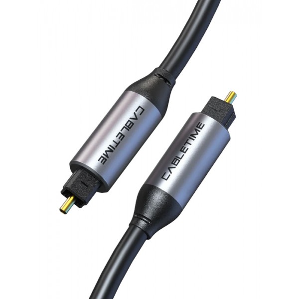 CABLETIME καλώδιο ήχου Toslink CT-AV380-P04GN, gold plated, 5mm, 3m, μαύρο - 