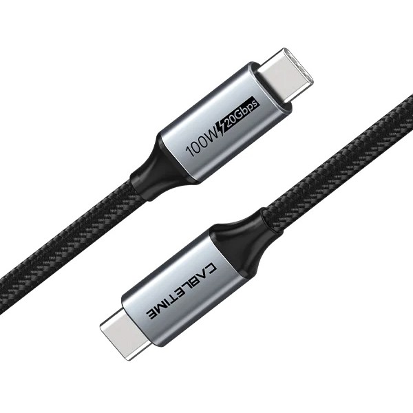 CABLETIME καλώδιο USB-C CT-C160-PU31-CMCM2, USB 3.2, 100W, 20Gbps, 4K, 1.5m, μαύρο - 