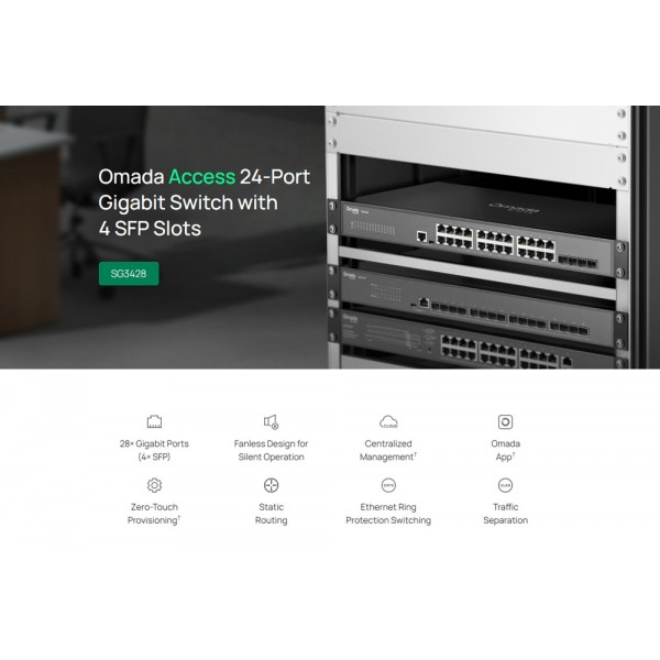 TP-LINK Omada access switch TL-SG3428, 24-Port Gigabit, 4x SFP, V2.40 - 