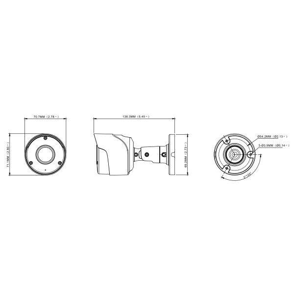 POWERTECH υβριδική κάμερα CCTV PT-1590 με μικρόφωνο & υπέρυθρα, 8MP, 2.8mm, IP66 - 