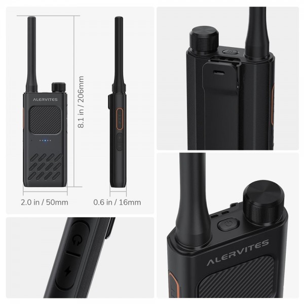 ALERVITES ασύρματος πομποδέκτης AT2, 2W, UHF 400-480MHz, Bluetooth, γκρι