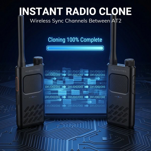 ALERVITES ασύρματος πομποδέκτης AT2, 2W, UHF 400-480MHz, Bluetooth, γκρι