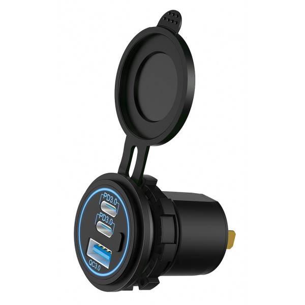 POWERTECH πρίζα USB για σκάφη & οχήματα PTL-030, USB & 2x USB-C, 36W, IP65 - Σύγκριση Προϊόντων