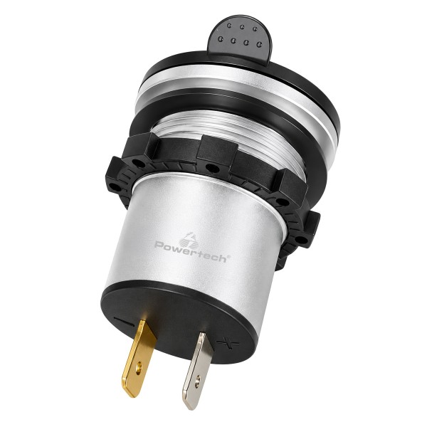 POWERTECH πρίζα USB για σκάφη & οχήματα PTL-031, USB-C & 2x USB, 36W, με οθόνη, IP65 - 