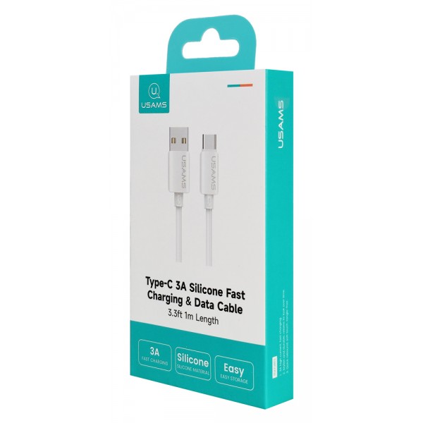 USAMS καλώδιο USB-C σε USB SJ786, σιλικόνης, 3A, 480Mbps, 1m, λευκό