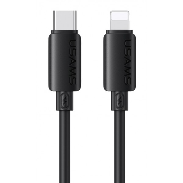 USAMS καλώδιο Lightning σε USB-C SJ788, σιλικόνης, 30W, 480Mbps, 1m, μαύρο - 