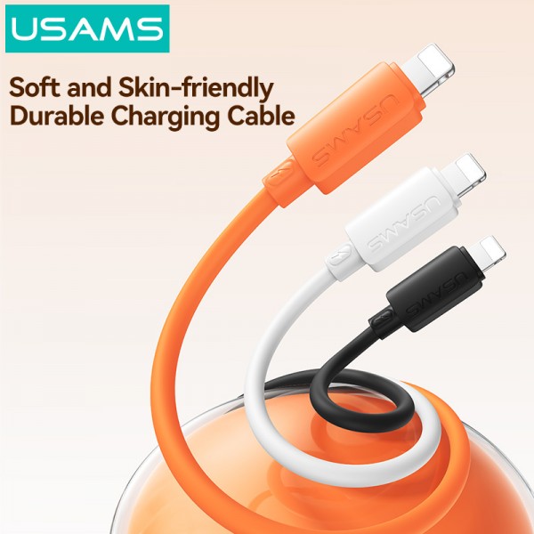 USAMS καλώδιο Lightning σε USB-C SJ788, σιλικόνης, 30W, 480Mbps, 1m, μαύρο - 