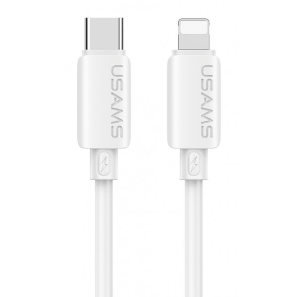 USAMS καλώδιο Lightning σε USB-C SJ788, σιλικόνης, 30W, 480Mbps, 1m, λευκό - 