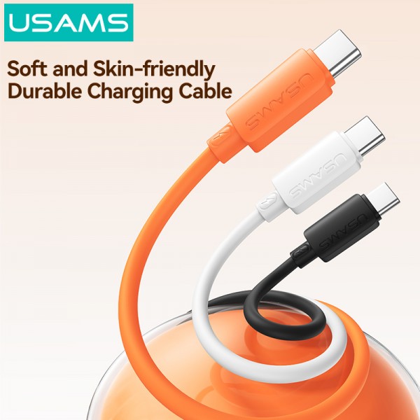 USAMS καλώδιο USB-C SJ787, σιλικόνης, 60W, 480Mbps, 1m, πορτοκαλί - USAMS