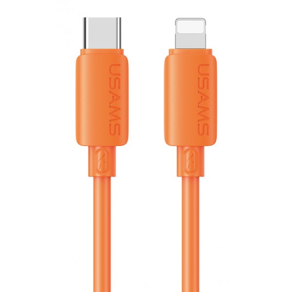 USAMS καλώδιο Lightning σε USB-C SJ788, σιλικόνης, 30W, 480Mbps, 1m, πορτοκαλί - 