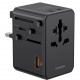 USAMS φορτιστής/αντάπτορας πρίζας CC334, USB & 3x USB-C, universal, 100W, GaN, μαύρος
