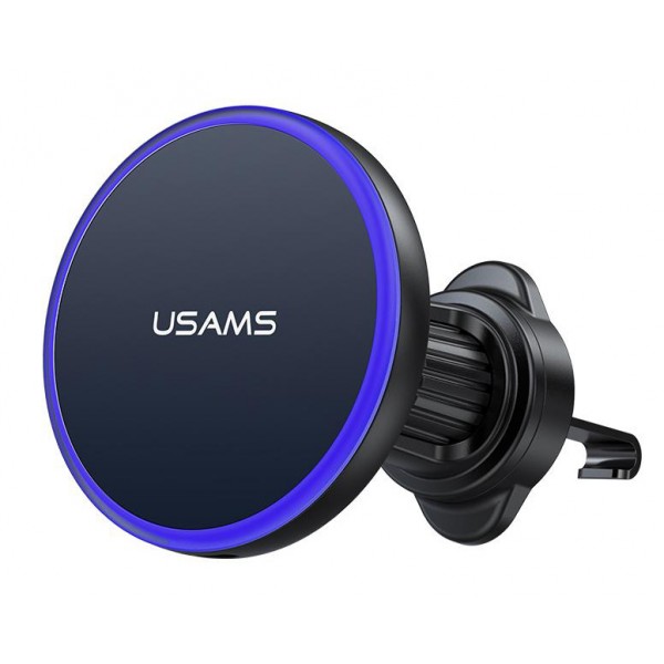 USAMS ασύρματος φορτιστής & βάση smartphone αυτοκινήτου CD277, αεραγωγών, 15W, μαύρος - Αξεσουάρ Κινητών