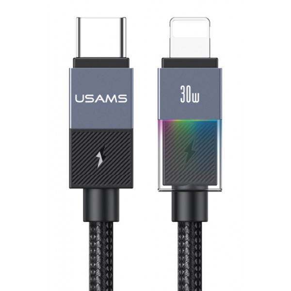 USAMS καλώδιο Lightning σε USB-C SJ776, 30W, 480Mbps, 1.2m, μαύρο - USAMS