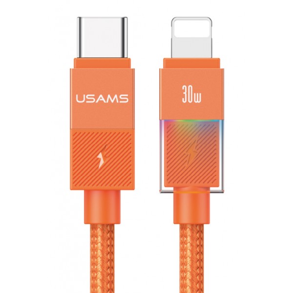 USAMS καλώδιο Lightning σε USB-C SJ776, 30W, 480Mbps, 1.2m, πορτοκαλί - USAMS