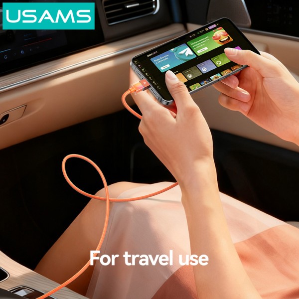 USAMS καλώδιο Lightning σε USB-C SJ776, 30W, 480Mbps, 1.2m, πορτοκαλί
