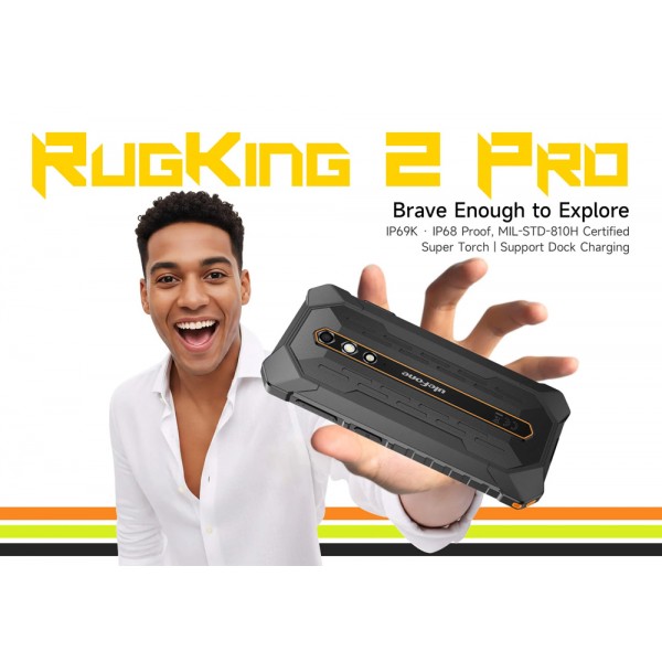 ULEFONE smartphone RugKing 2 Pro, 5.45", 6/128GB, 4550mAh, IP68/IP69K/MIL-STD-810H, μαύρο - Smartphones