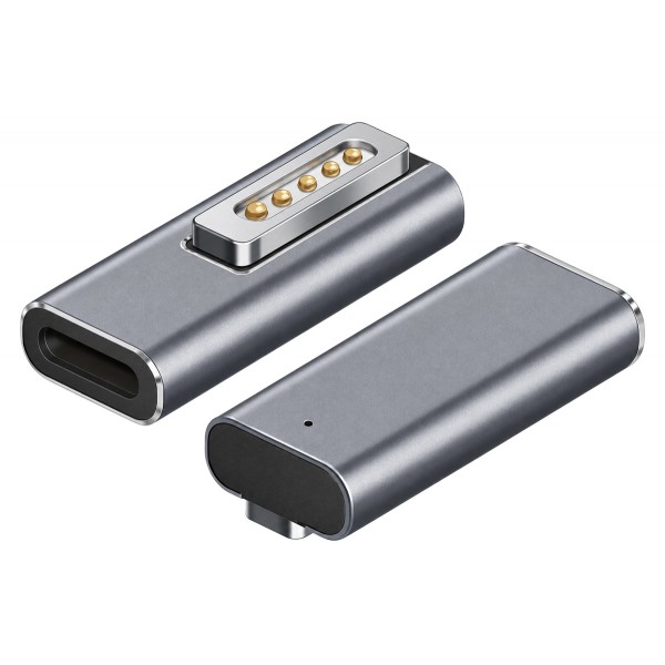 POWERTECH αντάπτορας τροφοδοσίας laptop YX-MS2-ANG, USB-C σε Magsafe 2, γωνιακός, ασημί - 