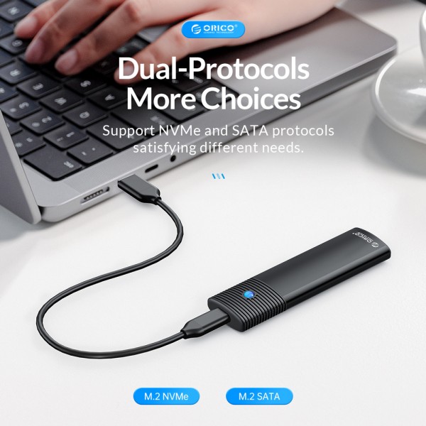 ORICO θήκη για M.2 NVMe & SATA SSD PWDM2-G2, 10Gbps, tool free, μπλε - Περιφερειακά