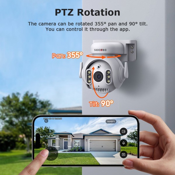 SECTEC smart κάμερα ST-515C-5MTY, 5MP, WiFi, SD, PTZ, IP65 - 