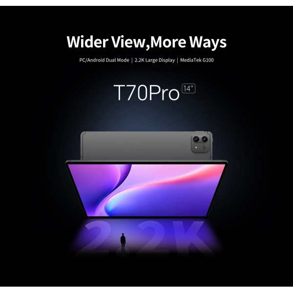 TECLAST tablet T70 Pro, 14", 8/128GB, 4G, Android 16, 10000mAh, γκρι - 