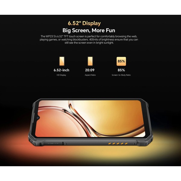 OUKITEL smartphone WP23S, 6.52", 4/64GB, 10600mAh, IP68/IP69K/MIL-STD 810H, μαύρο