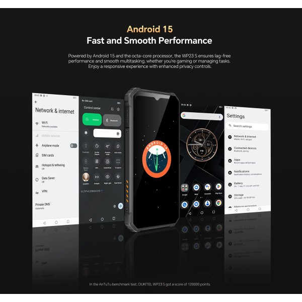 OUKITEL smartphone WP23S, 6.52", 4/64GB, 10600mAh, IP68/IP69K/MIL-STD 810H, μαύρο