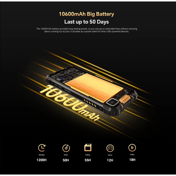 OUKITEL smartphone WP23S, 6.52", 4/64GB, 10600mAh, IP68/IP69K/MIL-STD 810H, μαύρο