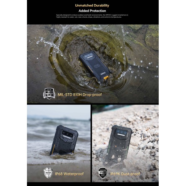 OUKITEL smartphone WP23S, 6.52", 4/64GB, 10600mAh, IP68/IP69K/MIL-STD 810H, μαύρο