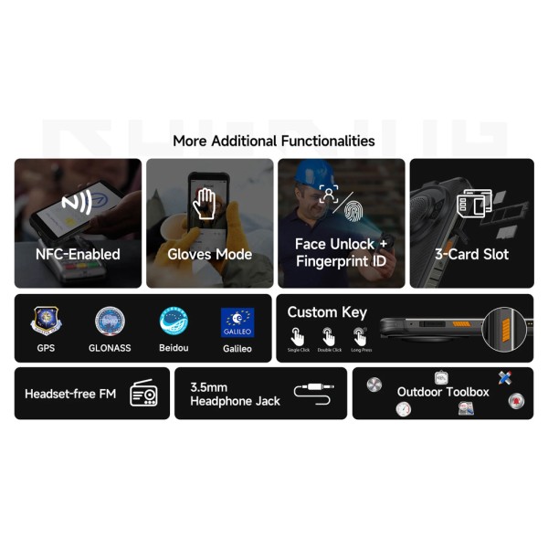 ULEFONE smartphone RugKing με ηχείο 3.5W, 5.99", 8/128GB, 9600mAh, IP68/IP69K/MIL-STD-810H, μαύρο