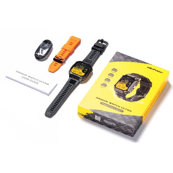 ULEFONE smartwatch Armor Watch Ultra, 2x λουράκια, heart rate, 1.93" AMOLED, GPS, MIL-STD-810H, μαύρο