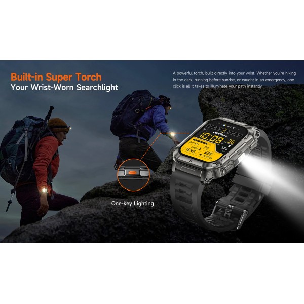 ULEFONE smartwatch Armor Watch Ultra, 2x λουράκια, heart rate, 1.93" AMOLED, GPS, MIL-STD-810H, μαύρο