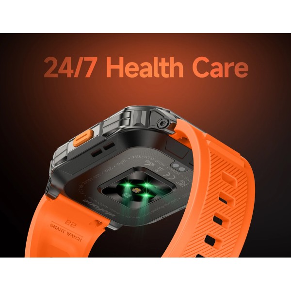 ULEFONE smartwatch Armor Watch Ultra, 2x λουράκια, heart rate, 1.93" AMOLED, GPS, MIL-STD-810H, μαύρο
