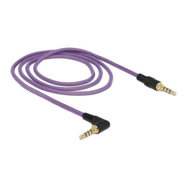 DELOCK καλώδιο Jack stereo σε Jack stereo 4pin 3.5mm, 90°, μωβ, 1m - Ήχος