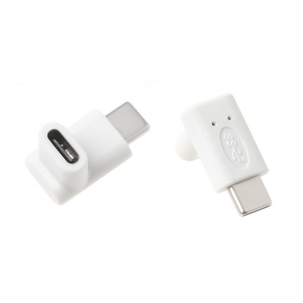 POWERTECH αντάπτορας USB-C αρσενικό σε θηλυκό CAB-U099, 90°, λευκός - Powertech