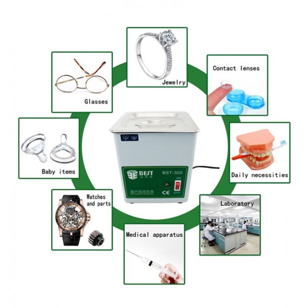 BEST Ultrasonic Cleaner BST-300, Stainless Steel, 50W - BEST