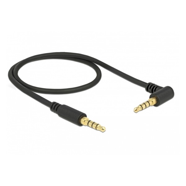DELOCK Καλώδιο Jack stereo σε Jack stereo 4pin 3.5mm, 90°, μαύρο, 1m - Ήχος